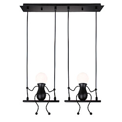 Stoex Suspension Luminaire Créative 2 Lumières Plafonnier Rétro Vintage Lustre D'Intérieur Pour Chambre À Coucher, Jardin D'Enfants, Café, Noir