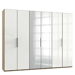 Inside 75 Armoire penderie LISEA 4 portes verre blanc 2 portes miroir 300 x 236 cm HT