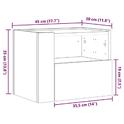 vidaXL Table de chevet murale chêne marron 45x30x35 cm pas cher