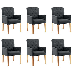 vidaXL Chaises à manger avec accoudoirs lot de 6 gris tissu 