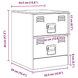 vidaXL Tables de chevet 2 pcs noir 34,5x39x44 cm acier pas cher