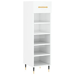 Maison Chic Armoire à chaussure 30x35x105 cm,Meuble à Chaussures Blanc brillant Bois ingénierie -MN28939