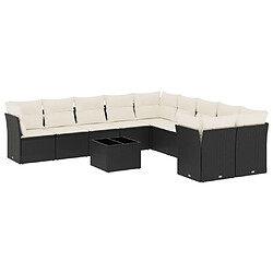 Maison Chic Salon de jardin 11 pcs avec coussins | Ensemble de Table et chaises | Mobilier d'Extérieur noir résine tressée -GKD21078