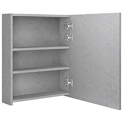 Maison Chic Armoire de salle de bain,Meuble de rangement,Meuble haut à miroir LED Gris béton 50x14x60 cm -GKD376897 pas cher