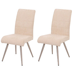 Decoshop26 Lot de 2 chaises de salle à manger en inox brossé et tissu chenille crème 04_0007401