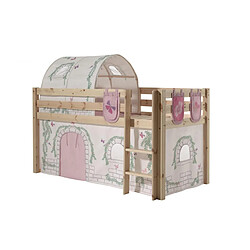 Vipack Pino Lit Compact Pin Massif Naturel + birdy rideau et tunnel de lit + 3 pochettes