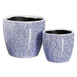 BigBuy Garden Set de pots de fleurs Bleu Terre cuite 19 x 19 x 17 cm Rond (2 Unités)