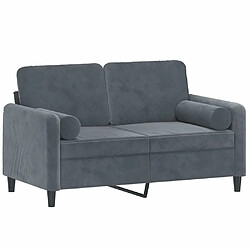 Avis Maison Chic Canapé 2 places avec oreillers,Sofa de Salon,Canapé droit gris foncé 120 cm velours -GKD333129