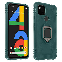 Avizar Coque Google Pixel 4A Flexible Antichoc Bague Métallique Support Vidéo Vert