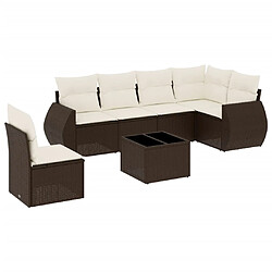 vidaXL Salon de jardin avec coussins 7 pcs marron résine tressée