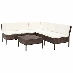 Maison Chic Salon de jardin 6 pcs + coussins - Mobilier/Meubles de jardin - Table et chaises d'extérieur Résine tressée Marron -MN94289