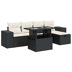 vidaXL Salon de jardin 6 pcs avec coussins noir résine tressée