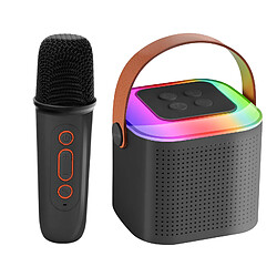 Avizar Mini Enceinte Bluetooth LED avec Micro Sans Fil Kit Karaoke Portable Noir