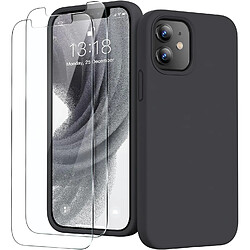 Coque Noir pour iPhone 12 Mini (5,4") et 2 Verres Trempé Film Protection Ecran Little Boutik®