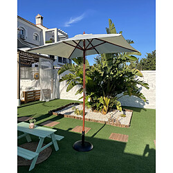 Beliani Parasol de jardin en bois avec toile blanc beige 144 x 195 cm FLAMENCO