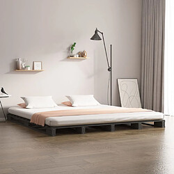 vidaXL Lit de palette sans matelas gris bois massif 