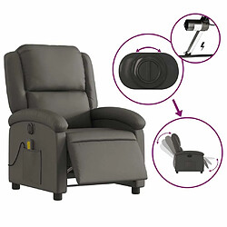 Acheter Maison Chic Fauteuil Relax pour salon, Fauteuil inclinable électrique gris cuir véritable -GKD85886