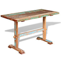 vidaXL Table à manger sur pied bois de récupération massif 120x58x78cm