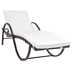 Helloshop26 Lot de 2 transats chaise longue bain de soleil lit de jardin terrasse meuble d'extérieur avec table résine tressée marron 02_0012128