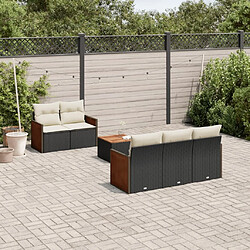 Maison Chic Salon de jardin 6 pcs avec coussins | Ensemble de Table et chaises | Mobilier d'Extérieur noir résine tressée -GKD95018