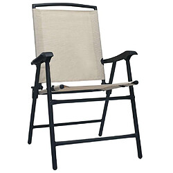 Maison Chic Lot de 2 Chaises de jardin,Fauteuil d'extérieur pliables Textilène Crème -MN27182