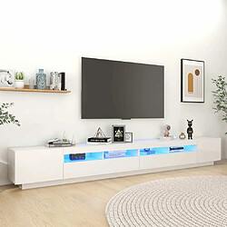 Maison Chic Meubles TV avec lumières LED - Banc TV pour salon Blanc brillant 300x35x40 cm -MN52388