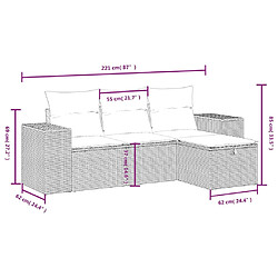 Avis Maison Chic Ensemble de 4 Tables et chaises d'extérieur avec coussins,Salon de jardin gris résine tressée -GKD606430