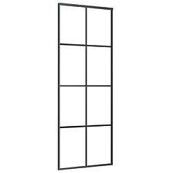 vidaXL Porte coulissante Aluminium et verre ESG 76x205 cm Noir