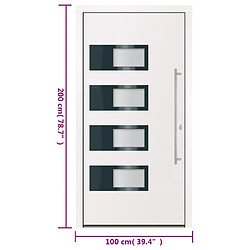 vidaXL Porte d'entrée Blanc 100x200 cm Aluminium et PVC pas cher