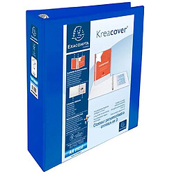 Exacompta Classeur PP personnalisable Kreacover - 4 anneaux en D 60mm - A4 maxi - Bleu - Lot de 10