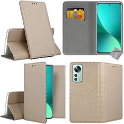 Htdmobiles Housse etui portefeuille avec coque intérieure en silicone pour Xiaomi 12 / 12X 5G + film ecran - OR MAGNET