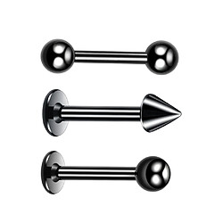 Avis 8 pièces nez noir lèvres langue studs sourcil tragus anneau piercings 16g 8mm