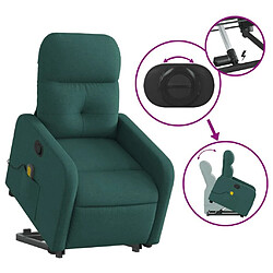 Maison Chic Fauteuil Relax pour salon, Fauteuil inclinable de massage Vert foncé Tissu -GKD19904 pas cher