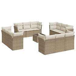 Maison Chic Salon de jardin avec coussins 13 pcs | Ensemble de Table et chaises | Mobilier d'Extérieur beige résine tressée -GKD83833