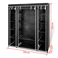 vidaXL Armoire avec compartiments et tiges 45 x 150 x 176 cm Noir pas cher