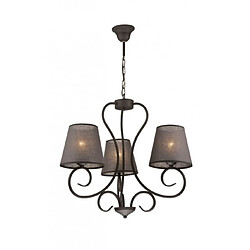 Lumière Suspension Lorenzo Acier,tissu Anthracite 3 ampoules 75cm