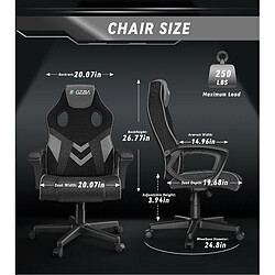 Chaise Gaming - Chaise de jeu, chaises de jeu vidéo Rattantree, chaises d'ordinateur, chaise ergonomique à hauteur réglable, chaise de course, chaise en cuir, chaise de jeu PC, gris pas cher