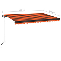 vidaXL Auvent rétractable automatique 400x350 cm Orange et marron pas cher