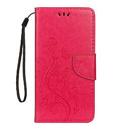 Wewoo Housse Étui à rabat horizontal avec motif papillon en relief fente pour cartes, porte-monnaie & lanière iPhone XR Magenta