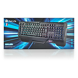 NGS GKX-450 FRENCH: Clavier gaming filaire à membrane avec rétro-éclairage RGB. Full-size. 19 touches média en accès direct et 5 macros. DISPOSITION: FRANÇAIS - AZERTY