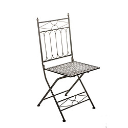 Decoshop26 Chaise pliable de jardin terrasse balcon design rustique en fer forgé bronze 10_0003864