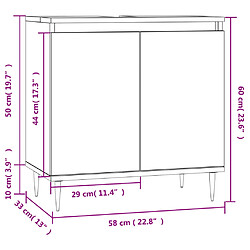 vidaXL Armoire de salle de bain noir 58x33x60 cm bois d'ingénierie pas cher