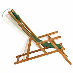 Avis Maison Chic Chaise pliable de plage pour relaxbois d'eucalyptus solide et tissu vert -GKD78350