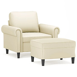 vidaXL Fauteuil avec repose-pied Crème 60 cm Similicuir