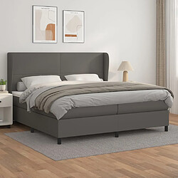 vidaXL Sommier à lattes de lit avec matelas Gris 200x200 cm Similicuir 