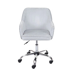 Avis Decoshop26 Fauteuil chaise de bureau sur roulettes pivotant style rétro en tissu velours gris 04_0001849