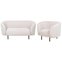 Beliani Ensemble canapé et fauteuil 3 places beige et noir LOEN 