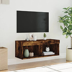 Acheter vidaXL Meuble TV avec lumières LED chêne fumé 80x30x30 cm