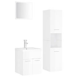 vidaXL Ensemble de meubles de salle de bain Blanc brillant Aggloméré