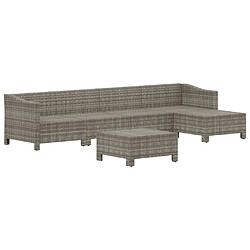 Avis vidaXL Salon de jardin 6 pcs avec coussins Gris Résine tressée